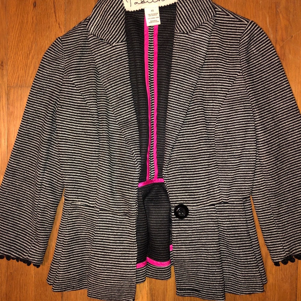 Black and white peplum blazer